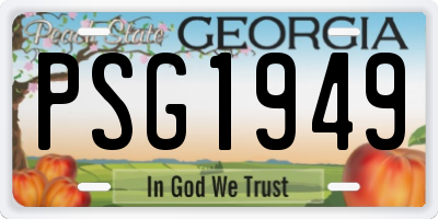 GA license plate PSG1949