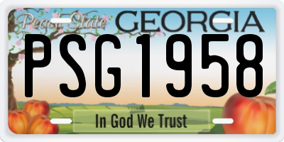 GA license plate PSG1958
