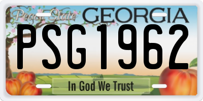 GA license plate PSG1962