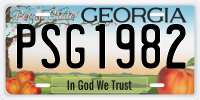 GA license plate PSG1982