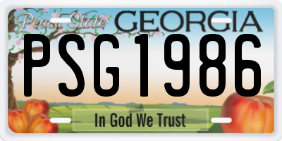 GA license plate PSG1986