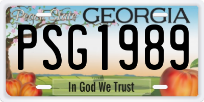 GA license plate PSG1989