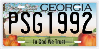 GA license plate PSG1992