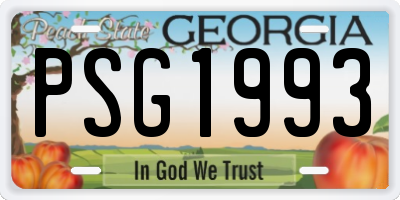 GA license plate PSG1993