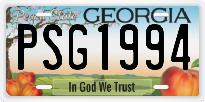 GA license plate PSG1994