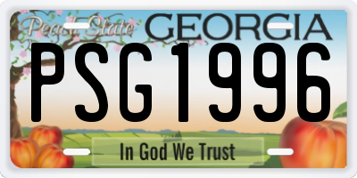 GA license plate PSG1996