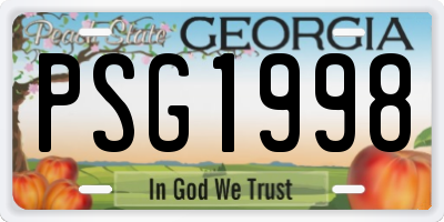 GA license plate PSG1998