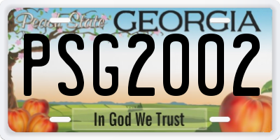 GA license plate PSG2002