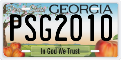 GA license plate PSG2010