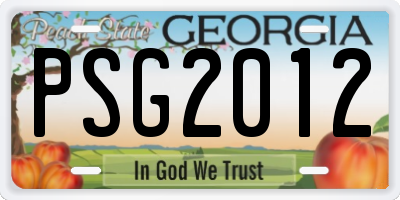 GA license plate PSG2012