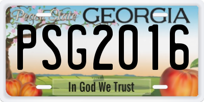 GA license plate PSG2016