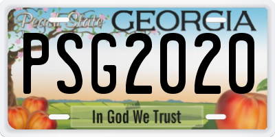 GA license plate PSG2020