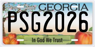 GA license plate PSG2026