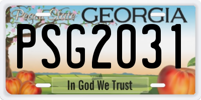 GA license plate PSG2031