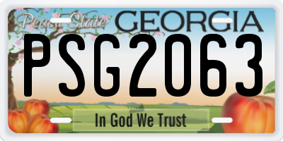GA license plate PSG2063