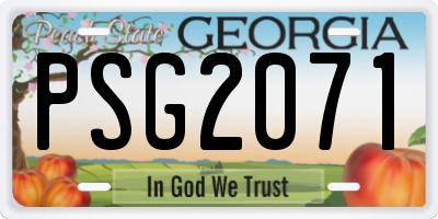 GA license plate PSG2071