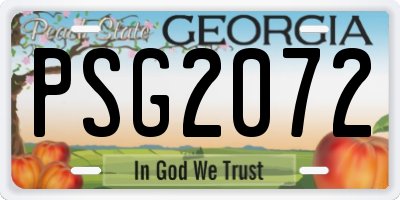 GA license plate PSG2072
