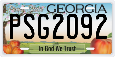 GA license plate PSG2092
