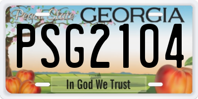 GA license plate PSG2104