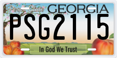 GA license plate PSG2115