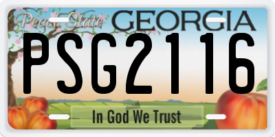 GA license plate PSG2116