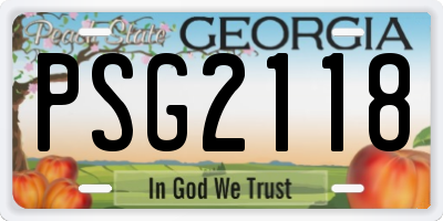 GA license plate PSG2118