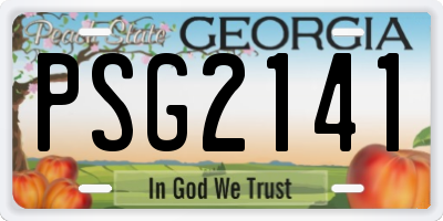 GA license plate PSG2141