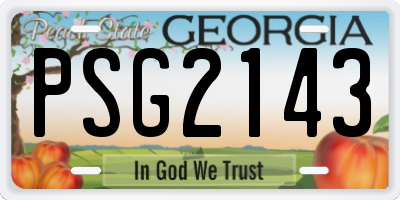 GA license plate PSG2143