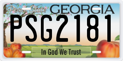 GA license plate PSG2181