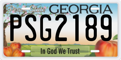 GA license plate PSG2189