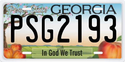 GA license plate PSG2193