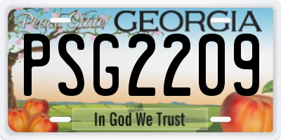 GA license plate PSG2209