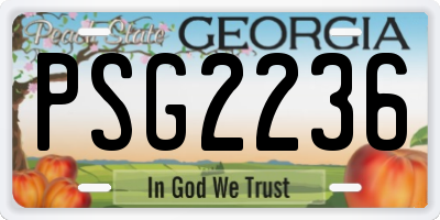 GA license plate PSG2236