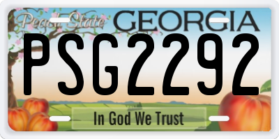 GA license plate PSG2292