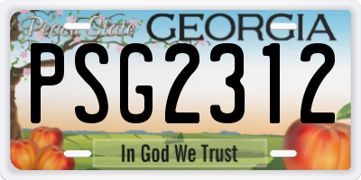 GA license plate PSG2312