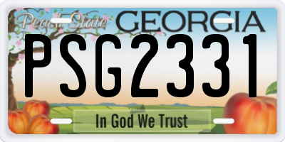 GA license plate PSG2331