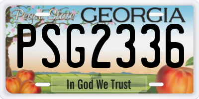 GA license plate PSG2336
