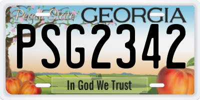 GA license plate PSG2342