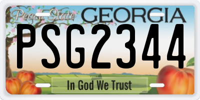 GA license plate PSG2344