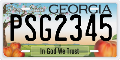 GA license plate PSG2345