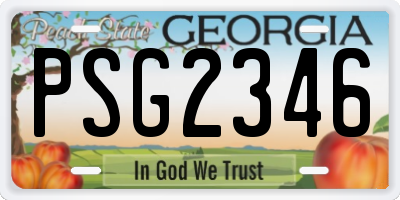 GA license plate PSG2346