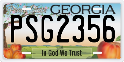 GA license plate PSG2356