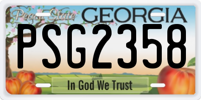 GA license plate PSG2358