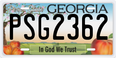 GA license plate PSG2362