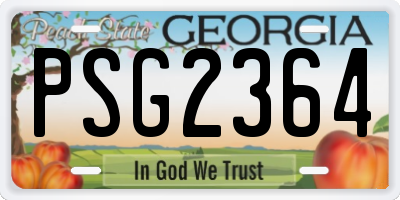 GA license plate PSG2364