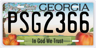 GA license plate PSG2366