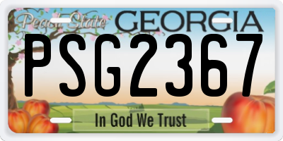 GA license plate PSG2367