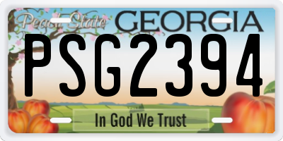 GA license plate PSG2394