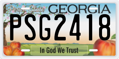 GA license plate PSG2418