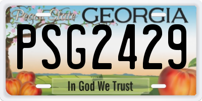 GA license plate PSG2429